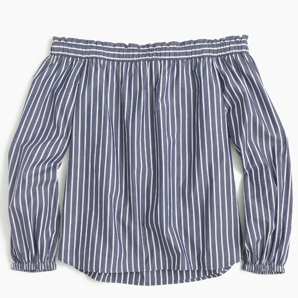 J. Crew Tops - j. crew striped long-sleeve off-the-shoulder top